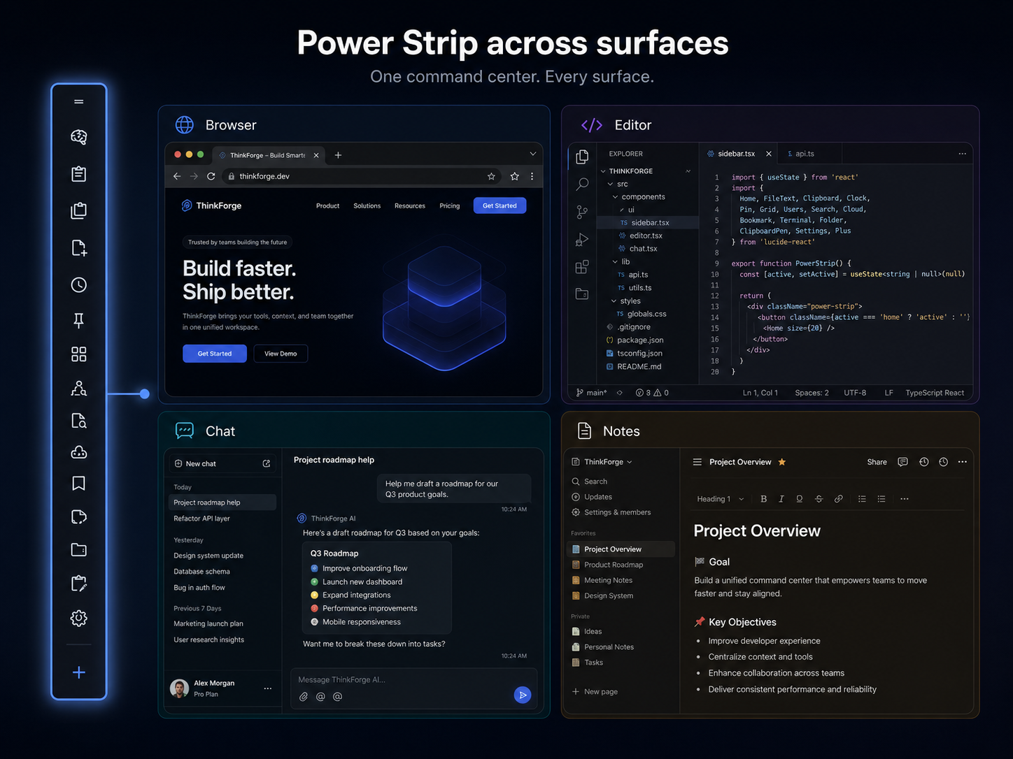 Power Strip across surfaces